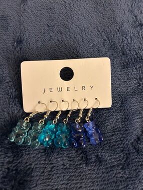 Blue Gradient Gummy Bear Dangle Earrings - Jewelry